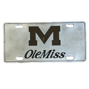 Vintage University of Mississippi Booster License Plate Ole Miss Rebels PEWTER